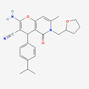 2-amino-4-(4-isopropylphenyl)-7-methyl-5-oxo-6-((tetrahydrofuran-2-yl)methyl)-5,6-dihydro-4H-pyrano[3,2-c]pyridine-3-carbonitrile