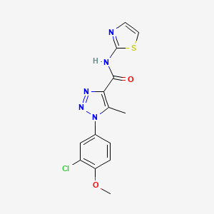 molecular formula C14H12ClN5O2S B2857636 1-(3-chloro-4-methoxyphenyl)-5-methyl-N-(thiazol-2-yl)-1H-1,2,3-triazole-4-carboxamide CAS No. 951896-60-9