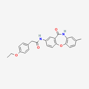 molecular formula C24H22N2O4 B2857639 2-(4-乙氧苯基)-N-(8-甲基-11-氧代-10,11-二氢二苯并[b,f][1,4]恶杂环-2-基)乙酰胺 CAS No. 922030-93-1