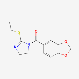 molecular formula C13H14N2O3S B2857640 苯并[d][1,3]二氧杂环-5-基(2-(乙硫基)-4,5-二氢-1H-咪唑-1-基)甲苯酮 CAS No. 892475-44-4