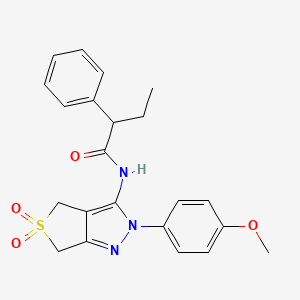 molecular formula C22H23N3O4S B2857645 N-(2-(4-methoxyphenyl)-5,5-dioxido-4,6-dihydro-2H-thieno[3,4-c]pyrazol-3-yl)-2-phenylbutanamide CAS No. 450338-21-3