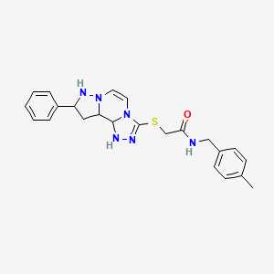 molecular formula C23H20N6OS B2857664 N-[(4-methylphenyl)methyl]-2-({11-phenyl-3,4,6,9,10-pentaazatricyclo[7.3.0.0^{2,6}]dodeca-1(12),2,4,7,10-pentaen-5-yl}sulfanyl)acetamide CAS No. 1207017-52-4