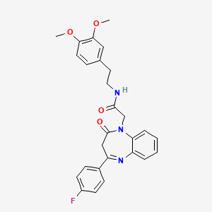 molecular formula C27H26FN3O4 B2857669 N-[2-(3,4-dimethoxyphenyl)ethyl]-2-[4-(4-fluorophenyl)-2-oxo-2,3-dihydro-1H-1,5-benzodiazepin-1-yl]acetamide CAS No. 899723-75-2