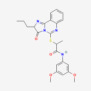 molecular formula C24H26N4O4S B2857674 N-(3,5-dimethoxyphenyl)-2-((3-oxo-2-propyl-2,3-dihydroimidazo[1,2-c]quinazolin-5-yl)thio)propanamide CAS No. 1189911-42-9