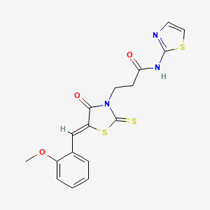 3-[(5Z)-5-[(2-methoxyphenyl)methylidene]-4-oxo-2-sulfanylidene-1,3-thiazolidin-3-yl]-N-(1,3-thiazol-2-yl)propanamide