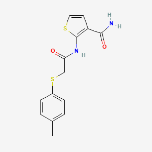 molecular formula C14H14N2O2S2 B2857679 2-(2-(p-Tolylthio)acetamido)thiophene-3-carboxamide CAS No. 895458-70-5