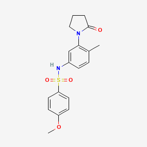 molecular formula C18H20N2O4S B2857699 4-methoxy-N-(4-methyl-3-(2-oxopyrrolidin-1-yl)phenyl)benzenesulfonamide CAS No. 941977-95-3