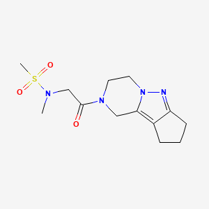 molecular formula C13H20N4O3S B2857703 N-methyl-N-(2-oxo-2-(3,4,8,9-tetrahydro-1H-cyclopenta[3,4]pyrazolo[1,5-a]pyrazin-2(7H)-yl)ethyl)methanesulfonamide CAS No. 2034604-04-9