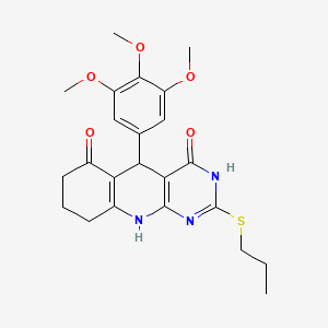 molecular formula C23H27N3O5S B2857714 2-(丙基硫烷基)-5-(3,4,5-三甲氧基苯基)-5,8,9,10-四氢吡啶并[4,5-b]喹啉-4,6(3H,7H)-二酮 CAS No. 627046-99-5