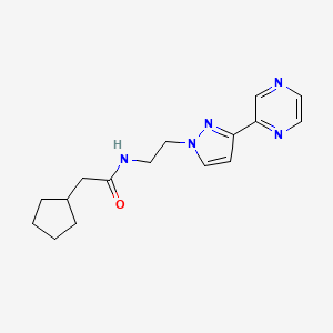 molecular formula C16H21N5O B2857724 2-cyclopentyl-N-(2-(3-(pyrazin-2-yl)-1H-pyrazol-1-yl)ethyl)acetamide CAS No. 2034290-38-3