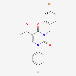 molecular formula C19H14BrClN2O3 B2857726 5-acetyl-3-(4-bromobenzyl)-1-(4-chlorophenyl)-2,4(1H,3H)-pyrimidinedione CAS No. 321432-29-5