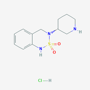 molecular formula C12H18ClN3O2S B2857740 (R)-3-Piperidin-3-yl-3,4-dihydro-1H-benzo[1,2,6]thiadiazine 2,2-dioxide hydrochloride CAS No. 1389310-05-7