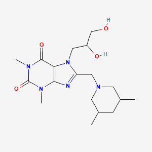 molecular formula C18H29N5O4 B2857743 7-(2,3-二羟基丙基)-8-[(3,5-二甲基哌啶-1-基)甲基]-1,3-二甲基嘌呤-2,6-二酮 CAS No. 1005130-78-8