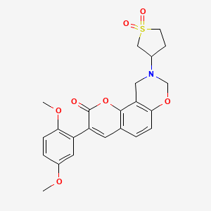 molecular formula C23H23NO7S B2857745 3-(2,5-dimethoxyphenyl)-9-(1,1-dioxidotetrahydrothiophen-3-yl)-9,10-dihydrochromeno[8,7-e][1,3]oxazin-2(8H)-one CAS No. 951992-28-2