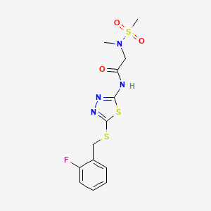 N-(5-((2-fluorobenzyl)thio)-1,3,4-thiadiazol-2-yl)-2-(N-methylmethylsulfonamido)acetamide