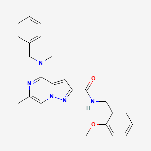 molecular formula C24H25N5O2 B2857748 4-[benzyl(methyl)amino]-N-(2-methoxybenzyl)-6-methylpyrazolo[1,5-a]pyrazine-2-carboxamide CAS No. 1775389-12-2