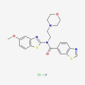 molecular formula C22H23ClN4O3S2 B2857749 N-(5-甲氧基苯并[d]噻唑-2-基)-N-(2-吗啉乙基)苯并[d]噻唑-6-甲酰胺盐酸盐 CAS No. 1329636-49-8