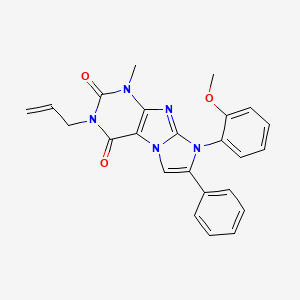 molecular formula C24H21N5O3 B2857760 3-allyl-8-(2-methoxyphenyl)-1-methyl-7-phenyl-1H-imidazo[2,1-f]purine-2,4(3H,8H)-dione CAS No. 896294-51-2
