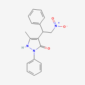 molecular formula C18H17N3O3 B2857767 3-methyl-4-(2-nitro-1-phenylethyl)-1-phenyl-1H-pyrazol-5-ol CAS No. 1007186-28-8