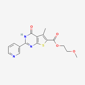 molecular formula C16H15N3O4S B2857781 2-methoxyethyl 5-methyl-4-oxo-2-(pyridin-3-yl)-3H,4H-thieno[2,3-d]pyrimidine-6-carboxylate CAS No. 727982-66-3