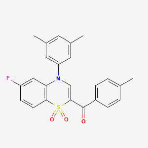 molecular formula C24H20FNO3S B2857782 [4-(3,5-dimethylphenyl)-6-fluoro-1,1-dioxido-4H-1,4-benzothiazin-2-yl](4-methylphenyl)methanone CAS No. 1114655-83-2
