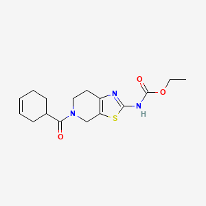 molecular formula C16H21N3O3S B2857783 Ethyl (5-(cyclohex-3-enecarbonyl)-4,5,6,7-tetrahydrothiazolo[5,4-c]pyridin-2-yl)carbamate CAS No. 1396783-96-2