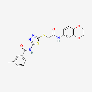 N-(5-((2-((2,3-dihydrobenzo[b][1,4]dioxin-6-yl)amino)-2-oxoethyl)thio)-1,3,4-thiadiazol-2-yl)-3-methylbenzamide