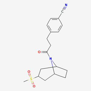 4-(3-((1R,5S)-3-(methylsulfonyl)-8-azabicyclo[3.2.1]octan-8-yl)-3-oxopropyl)benzonitrile