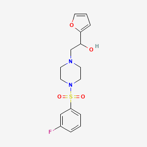 molecular formula C16H19FN2O4S B2857807 2-(4-((3-Fluorophenyl)sulfonyl)piperazin-1-yl)-1-(furan-2-yl)ethanol CAS No. 1396679-35-8