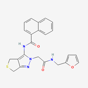 molecular formula C23H20N4O3S B2857814 N-(2-(2-((furan-2-ylmethyl)amino)-2-oxoethyl)-4,6-dihydro-2H-thieno[3,4-c]pyrazol-3-yl)-1-naphthamide CAS No. 1105217-20-6