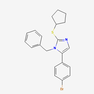 molecular formula C21H21BrN2S B2857816 1-苄基-5-(4-溴苯基)-2-(环戊硫基)-1H-咪唑 CAS No. 1207020-53-8