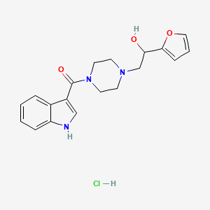 molecular formula C19H22ClN3O3 B2857821 (4-(2-(furan-2-yl)-2-hydroxyethyl)piperazin-1-yl)(1H-indol-3-yl)methanone hydrochloride CAS No. 1396881-92-7