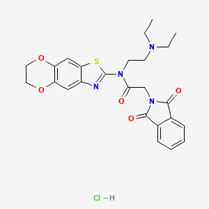 molecular formula C25H27ClN4O5S B2857823 N-(2-(diethylamino)ethyl)-N-(6,7-dihydro-[1,4]dioxino[2',3':4,5]benzo[1,2-d]thiazol-2-yl)-2-(1,3-dioxoisoindolin-2-yl)acetamide hydrochloride CAS No. 1330293-15-6