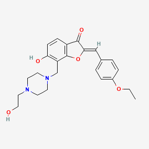 molecular formula C24H28N2O5 B2857830 (2Z)-2-(4-乙氧基苄叉基)-6-羟基-7-{[4-(2-羟乙基)哌嗪-1-基]甲基}-1-苯并呋喃-3(2H)-酮 CAS No. 869078-51-3