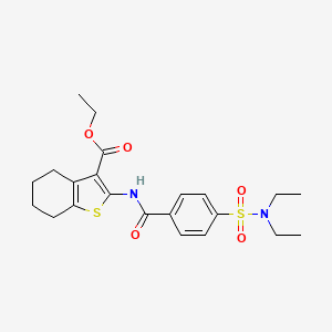 molecular formula C22H28N2O5S2 B2857834 ethyl 2-(4-(N,N-diethylsulfamoyl)benzamido)-4,5,6,7-tetrahydrobenzo[b]thiophene-3-carboxylate CAS No. 312917-27-4