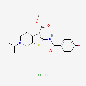 molecular formula C19H22ClFN2O3S B2857838 Methyl 2-(4-fluorobenzamido)-6-isopropyl-4,5,6,7-tetrahydrothieno[2,3-c]pyridine-3-carboxylate hydrochloride CAS No. 1189968-76-0