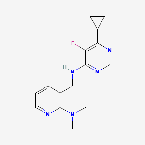 molecular formula C15H18FN5 B2857845 6-Cyclopropyl-N-[[2-(dimethylamino)pyridin-3-yl]methyl]-5-fluoropyrimidin-4-amine CAS No. 2415513-78-7