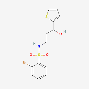 molecular formula C13H14BrNO3S2 B2857853 2-溴-N-(3-羟基-3-(噻吩-2-基)丙基)苯磺酰胺 CAS No. 1448034-72-7