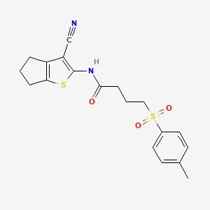 N-(3-cyano-5,6-dihydro-4H-cyclopenta[b]thiophen-2-yl)-4-tosylbutanamide