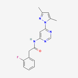 molecular formula C17H16FN5O B2857856 N-(6-(3,5-dimethyl-1H-pyrazol-1-yl)pyrimidin-4-yl)-2-(2-fluorophenyl)acetamide CAS No. 1428355-52-5