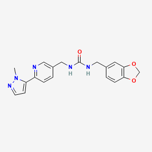 molecular formula C19H19N5O3 B2857857 1-(benzo[d][1,3]dioxol-5-ylmethyl)-3-((6-(1-methyl-1H-pyrazol-5-yl)pyridin-3-yl)methyl)urea CAS No. 2034569-84-9