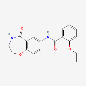molecular formula C18H18N2O4 B2857869 2-ethoxy-N-(5-oxo-2,3,4,5-tetrahydrobenzo[f][1,4]oxazepin-7-yl)benzamide CAS No. 922002-62-8