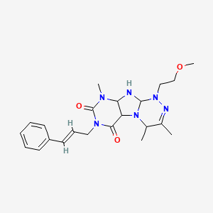 molecular formula C22H26N6O3 B2857874 1-(2-methoxyethyl)-3,4,9-trimethyl-7-[(2E)-3-phenylprop-2-en-1-yl]-1H,4H,6H,7H,8H,9H-[1,2,4]triazino[4,3-g]purine-6,8-dione CAS No. 1007069-96-6