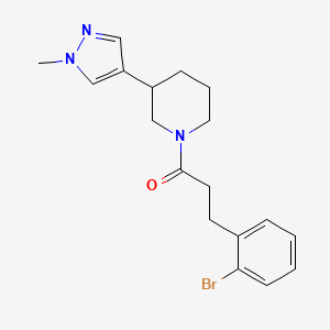 molecular formula C18H22BrN3O B2857876 3-(2-Bromophenyl)-1-[3-(1-methylpyrazol-4-yl)piperidin-1-yl]propan-1-one CAS No. 2320536-99-8