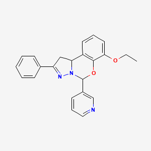 molecular formula C23H21N3O2 B2857887 7-Ethoxy-2-phenyl-5-pyridin-3-yl-1,10b-dihydropyrazolo[1,5-c][1,3]benzoxazine CAS No. 627889-58-1