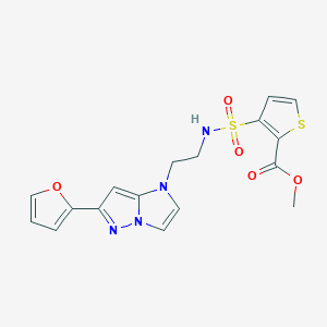 molecular formula C17H16N4O5S2 B2857891 3-(N-(2-(6-(呋喃-2-基)-1H-咪唑并[1,2-b]吡唑-1-基)乙基)磺酰胺基)噻吩-2-甲酸甲酯 CAS No. 1790196-56-3