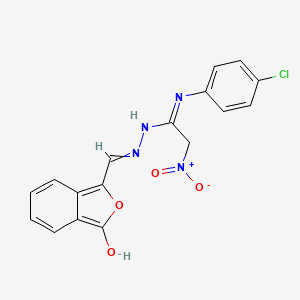 molecular formula C17H13ClN4O4 B2857898 N'-(4-chlorophenyl)-N-[(3-hydroxy-2-benzofuran-1-yl)methylideneamino]-2-nitroethanimidamide CAS No. 1164476-34-9