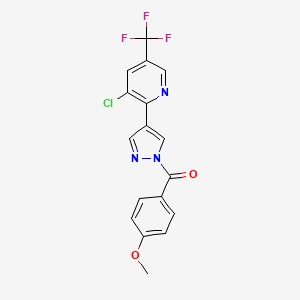 molecular formula C17H11ClF3N3O2 B2857900 {4-[3-chloro-5-(trifluoromethyl)-2-pyridinyl]-1H-pyrazol-1-yl}(4-methoxyphenyl)methanone CAS No. 251096-69-2