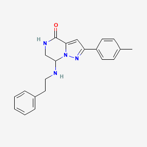 molecular formula C21H22N4O B2857920 2-(4-methylphenyl)-7-[(2-phenylethyl)amino]-6,7-dihydropyrazolo[1,5-a]pyrazin-4(5H)-one CAS No. 2108267-98-5