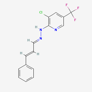 molecular formula C15H11ClF3N3 B2857922 3-chloro-2-[(E)-2-[(2E)-3-phenylprop-2-en-1-ylidene]hydrazin-1-yl]-5-(trifluoromethyl)pyridine CAS No. 338795-38-3